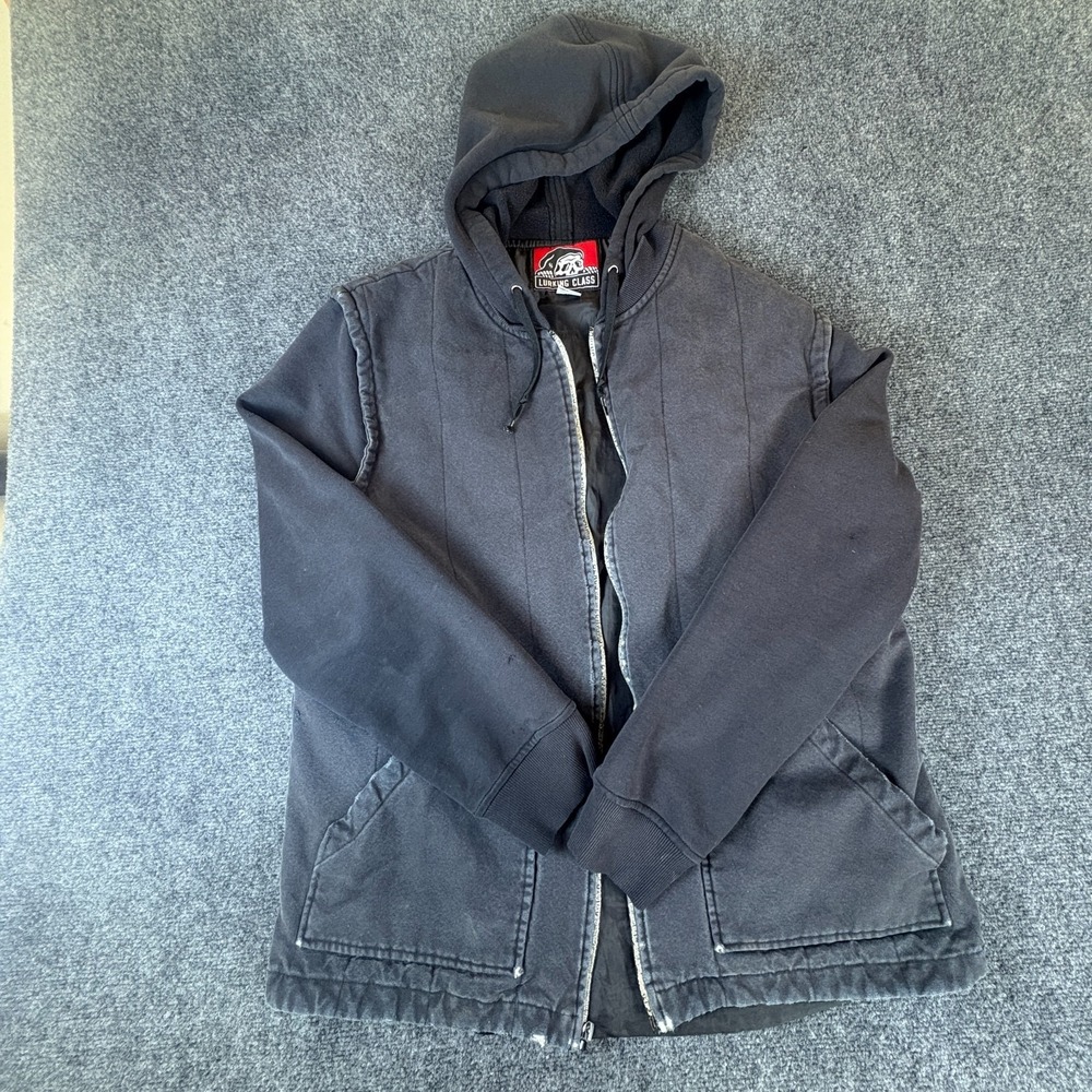 Lurking Class Sketchy Tank Jacket Mens XL Black Canvas Hooded Full Zip Outdoor